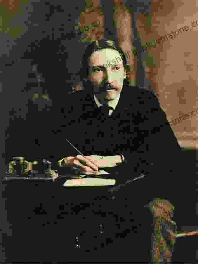 A Photograph Of Robert Louis Stevenson Writing At A Desk, Surrounded By Books The Incredible Travel Sketches Essays Memoirs Island Works Of R L Stevenson