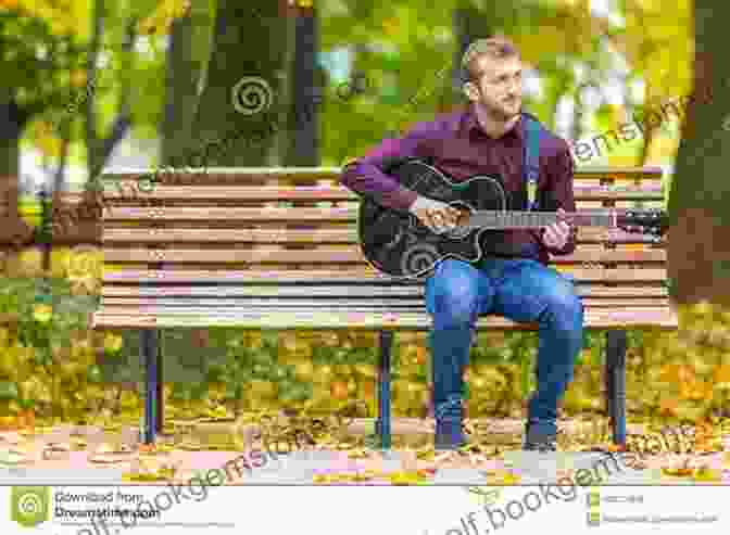 Ryan Murdock Sitting On A Park Bench, Playing Guitar And Surrounded By A Group Of People Listening Intently Vagabond Dreams Ryan Murdock